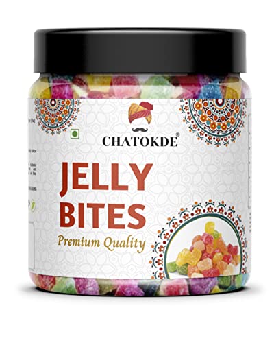 CHATOKDE Tasty Sugar Coated Jelly Candy Bites,Mixed-Fruit, 400g [JAR PACK]