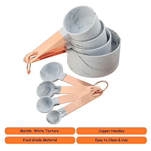 iBELL MCP08E Measuring Cups and Spoons with Copper Handle, for Cooking & Baking Cakes, Kitchen Cup and Spoon Set (8 Pieces)