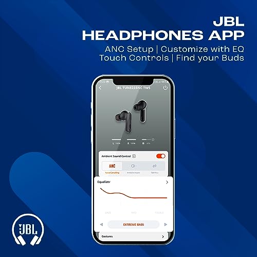 JBL Tune 235NC in Ear Wireless ANC Earbuds (TWS), Massive 40Hrs Playtime with Speed Charge, Customizable Bass with Headphones App, 4 Mics for Perfect Calls, Google Fast Pair, Bluetooth 5.2 (Black)