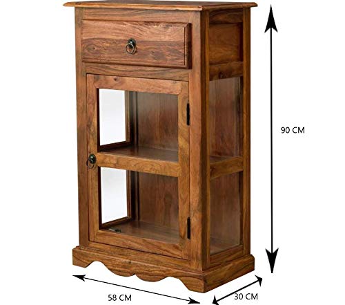 Trinayan Handicrafts Solid Sheesham Wood Crockery Cabinet | Kitchen Cabinet | Storage Unit | Display Cabinet | Bookshelf (Design 2)( Brown)