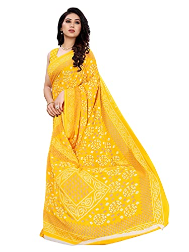 Satrani Women's Polyester Saree (2041ST572_Light Yellow)