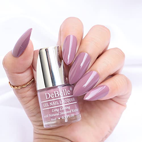 DeBelle Gel Nail Polish Majestique Mauve (Mauve Nail Paint)|Non UV - Gel Finish |Chip Resistant | Seaweed Enriched Formula| Long Lasting|Cruelty and Toxic Free| 8ml Glossy Finish