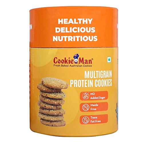 Cookieman Sugar Free Multigrain Protein Cookies - 200g | Healthy Cookies with Wheat, Ragi, Millets and Whey Protein | Healthy Snacking Alternative to Biscuits.