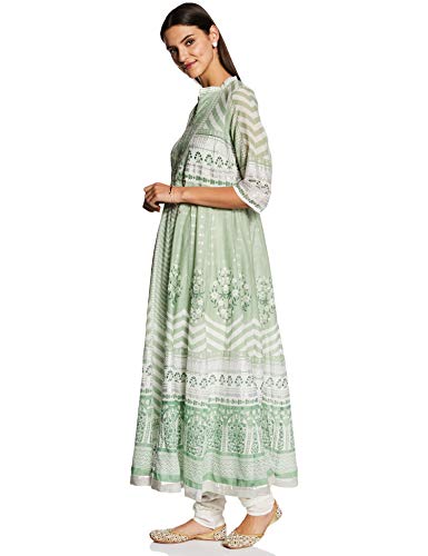 W for Woman Women's Cotton Kurta (19FEW12067-111099_Green_2XL (16))