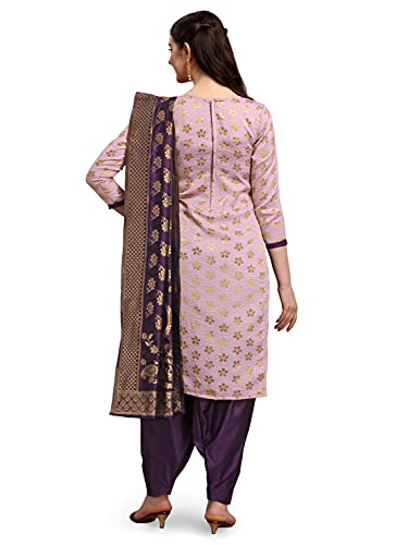 EthnicJunction Women's Banarasi Silk Unstitched Salwar Suit Dress Material Material With Dupatta (EJ4028-8007-Pushpa-Purple_Purple)