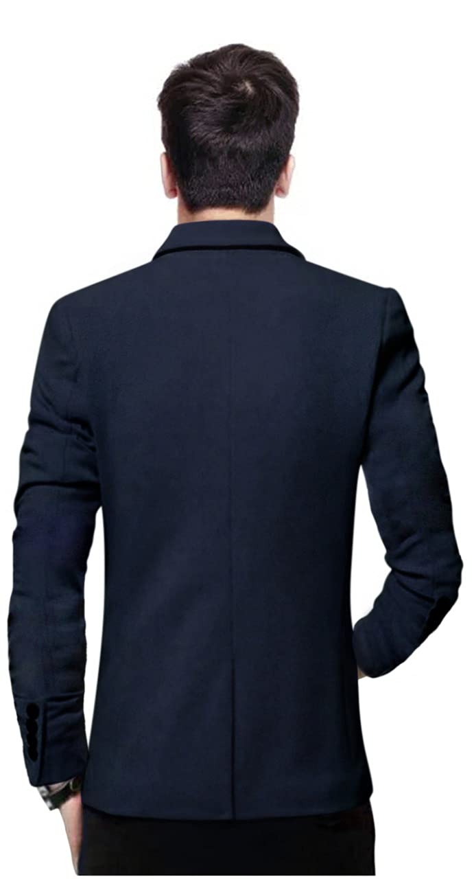 BREGEO Men's Slim Fit Single Breasted Blazer(Navy Blue_38)