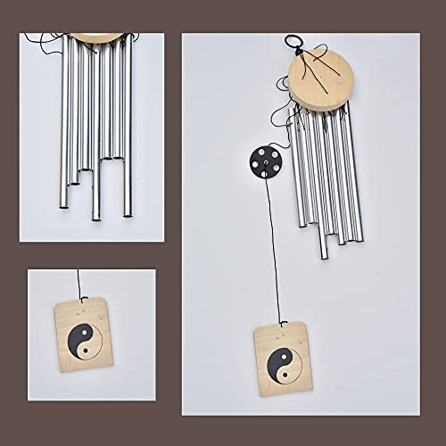 Lilone 7 Pipe Silver Wind Chimes for Home Positive Energy | Windchimes for Balcony Bedroom with Sweet Sound | 24 Inch Long