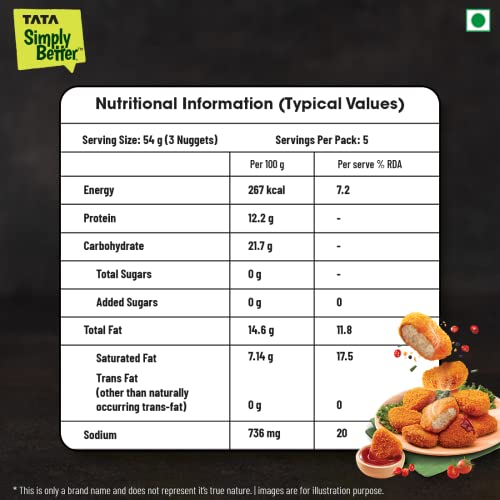 Tata Simply Better Plant-Based Nuggets, Tastes Just Like Chicken - 15 Pieces, 270g