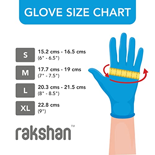 Rakshan ELS Gloves Extra Long, Strong 300mm/9.5g Natural Latex, All-Purpose, Powder-Free - Pack of 50 pieces (Large)