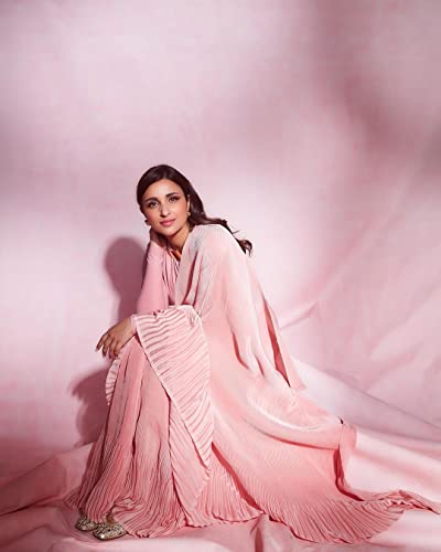 Sidhidata Women's Woven Synthetic Saree With Blouse Piece (Parineeti Peach_Peach)