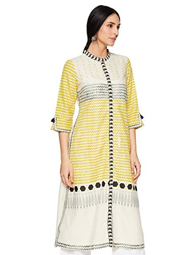 W for Woman Women's Cotton Kurta (18AUW17470-51123_Off White_S (8))