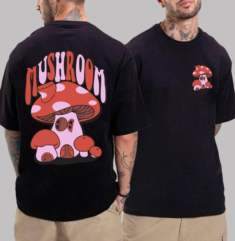 Manlino Men's Cotton Blend Black Oversized Graphic Printed T-Shirt