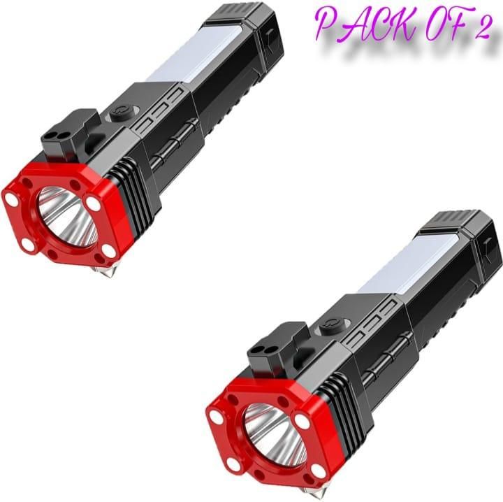 Fidato Portable LED Flashlight Multifunctional Work Light Power Bank Emergencies Safety Pack Of 2