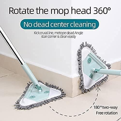 Rotatable Triangle Mop with Long Handle Cleaning Scraper Dust Mop (Multicolor)