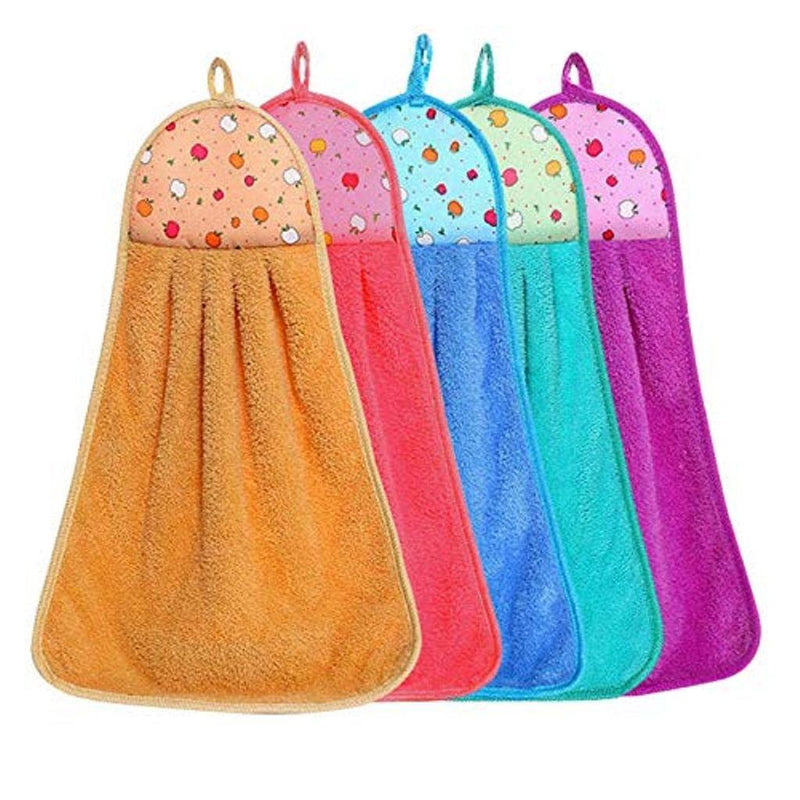 Microfiber Wash Basin Hanging Hand Kitchen Towel Napkin With Ties (multi Color)3pc
