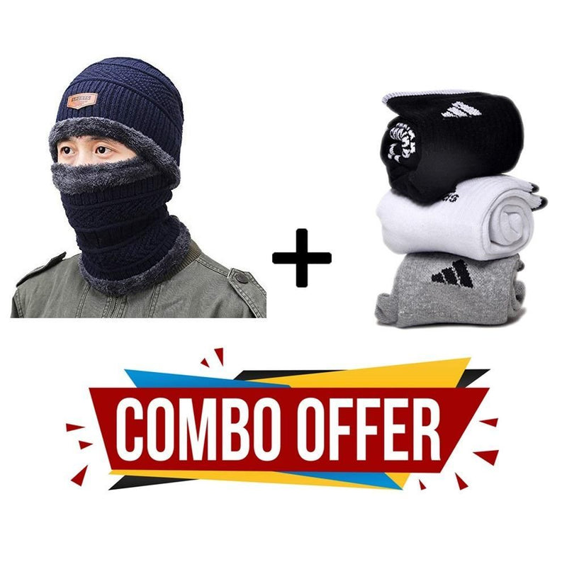 Combo of Balaclava Winter Cap With 3 Pair of Socks