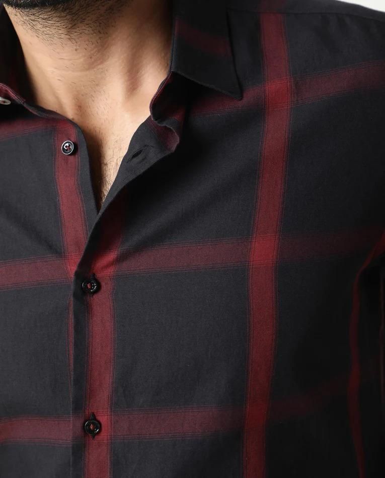 Rayon Checks Full Sleeves Regular Fit Mens Casual Shirt