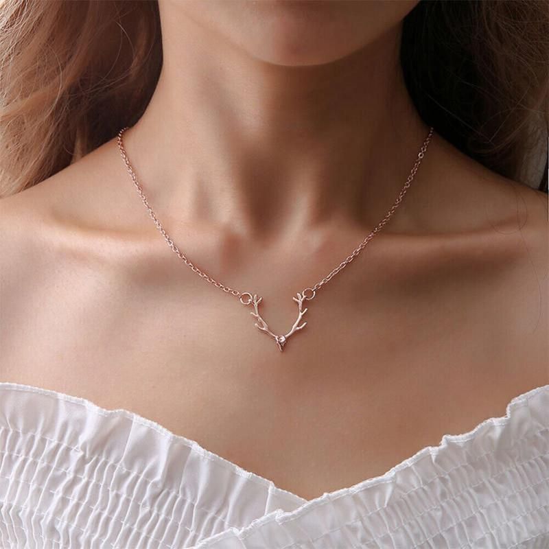 Christ Christmas Little Antler Deer Head Elk Necklace Classic Color Chokers Necklaces For Women