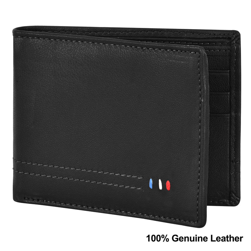 Lorenz Bi-fold Jet Black Rfid Blocking Leather Wallet For Men
