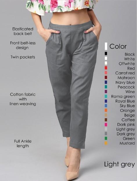 Women's Cotton Solid Weekday Pant