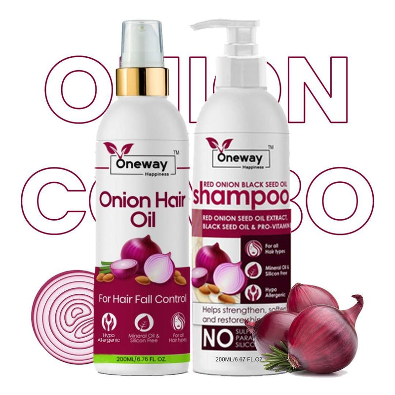 Oneway Happiness Red Onion Hair Growth Shampoo And Hair Fall Control Oil