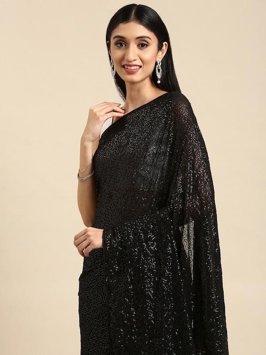 Delicate Georgette Sarees With Sequins Work