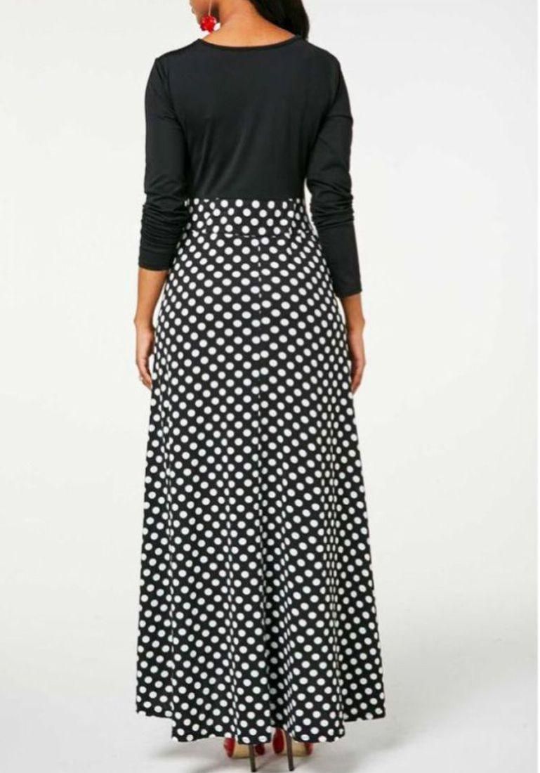 Women's Crepe Polka Dot Maxi Dress