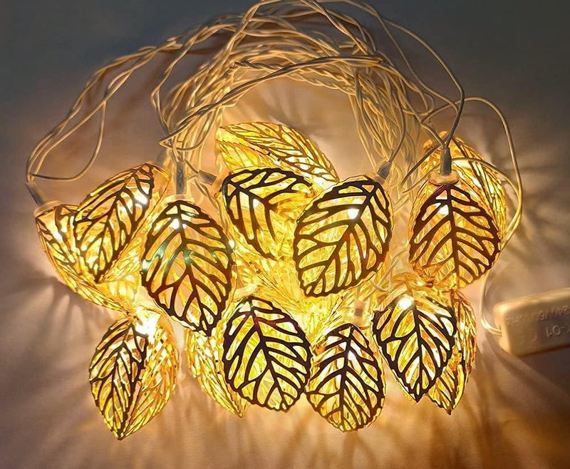 Metal Tree Leaf Shape Decorative LED Fairy String Starry Lights 14 3D Leaf