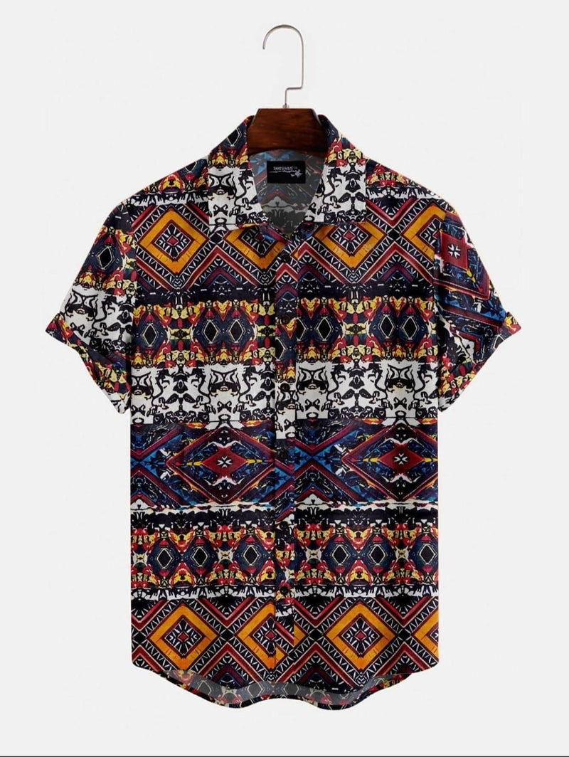 Poly Cotton Printed Half Sleeeves Regular Fit Mens Casual Shirt