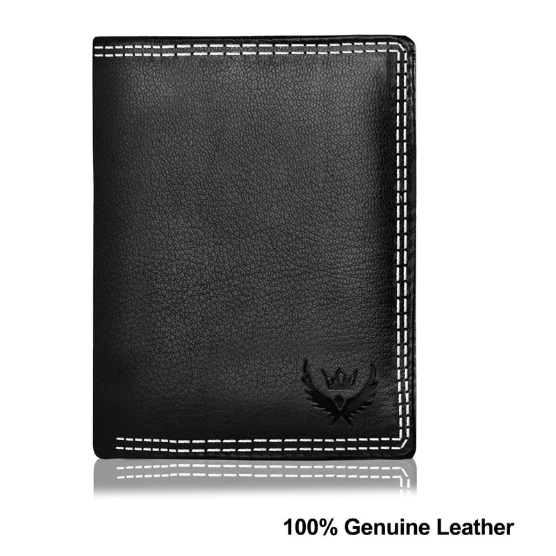 Lorenz Black Case Fold Style Genuine Leather Rfid Blocking Large Capacity Unisex Wallet