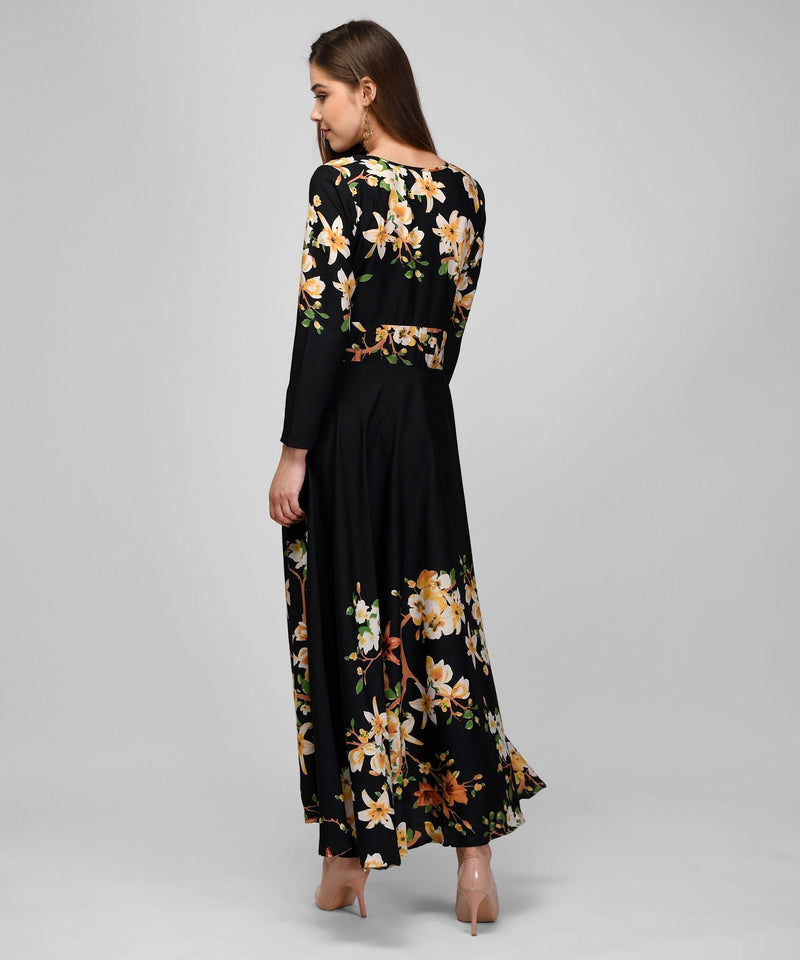Women's Polyester Floral Printed Maxi Dress