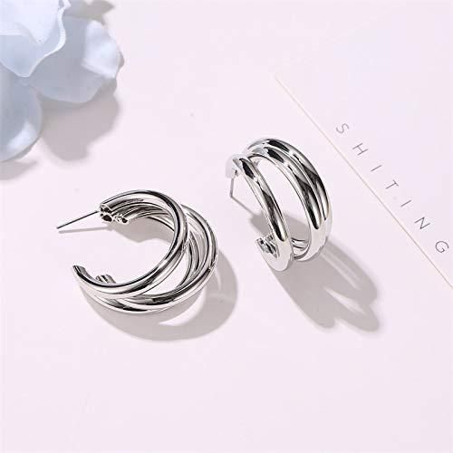 Silver Colored Twisted Hoop Earrings