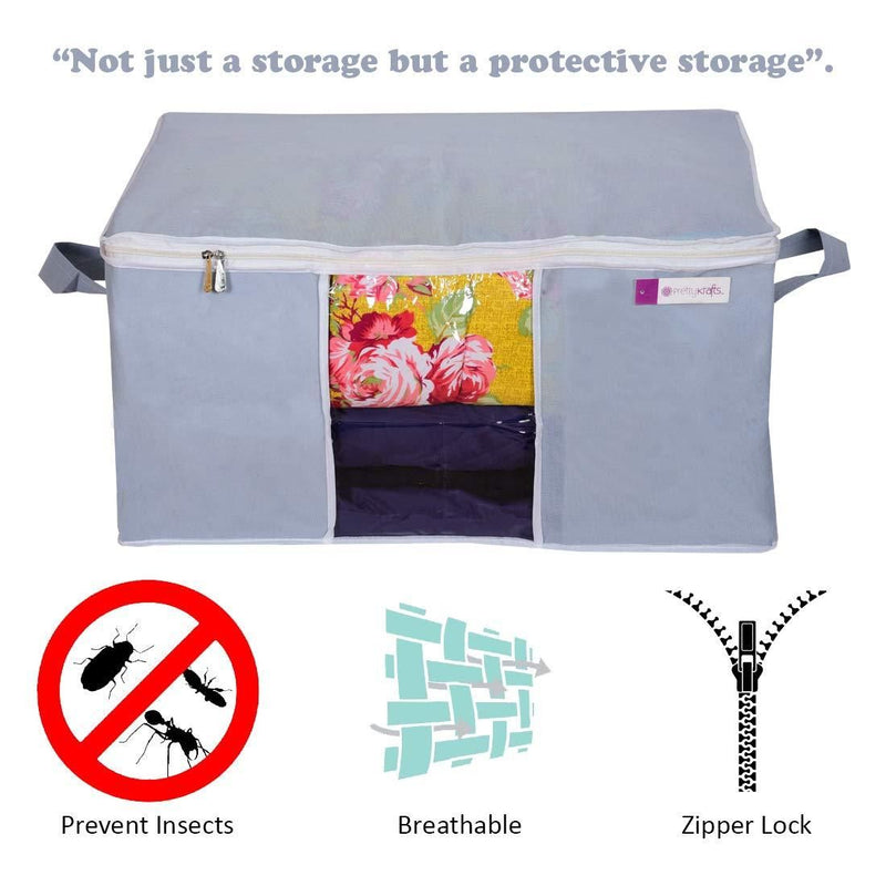 Storage Bag-underbed Blanket Storage Bag Covers With Handles(set Of 2)