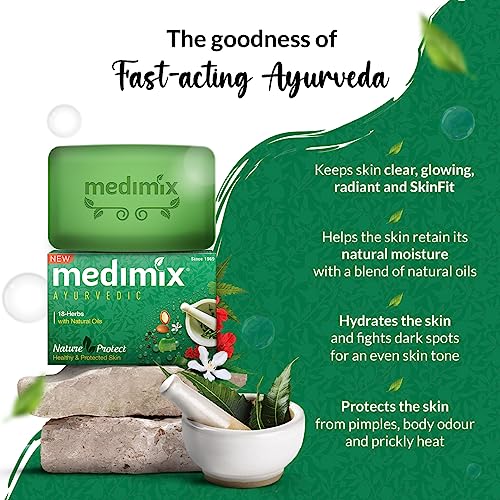 Medimix Ayurvedic Classic 18 Herbs Bathing Soap 125g (Combo Pack of 8) | Natural Oils For Healthy & Protected Skin | Shop Herbal | Natural | Paraben-free & Sulphate-free | 100% Vegan