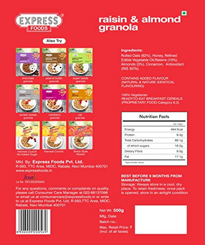 Express Foods Raisin and Almond Granola, 500g