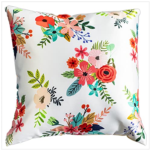 Vendola Microfiber Satin 250TC Blossom Flower Cushion Covers, Multicolour, Set of 5 (16X16 Inches, Blossom)