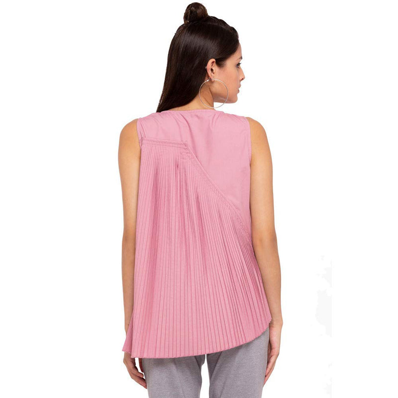 VERO MODA Womens V Neck Solid Pintuck Top (Baby Pink_X-Small)