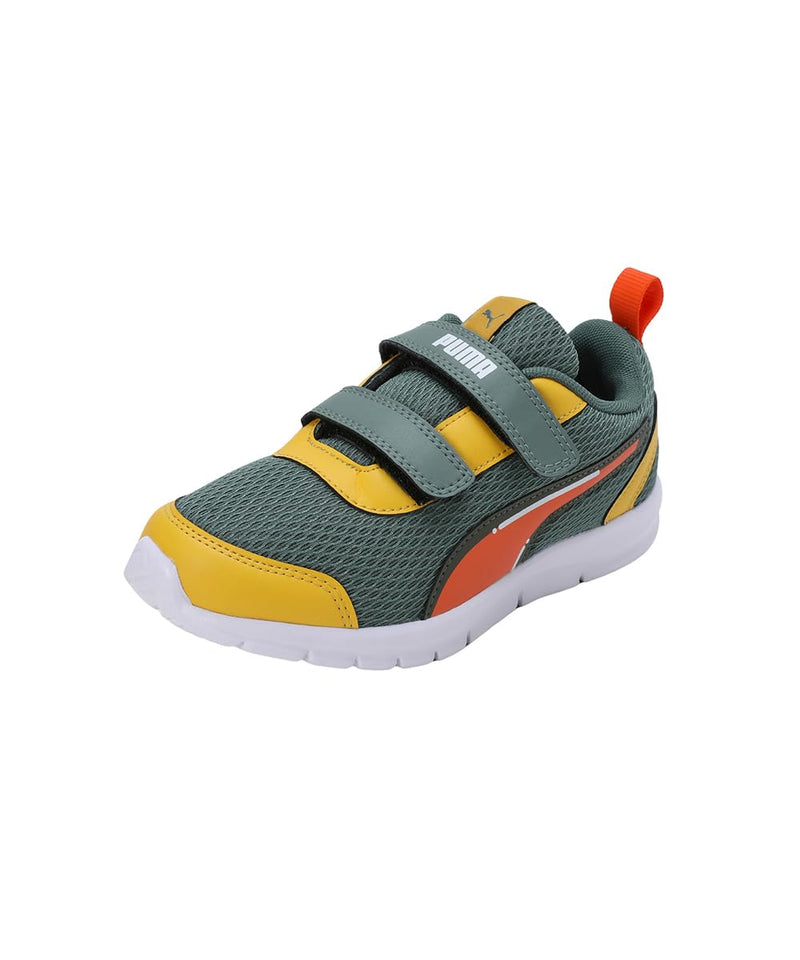 Puma Unisex-Kid Racer PS V1 Eucalyptus-Rickie Orange-Yellow Sizzle Sneaker - 2 UK (38882404)