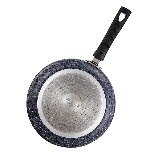 Amazon Brand - Solimo Non-Stick Fry Pan with Glass Lid | Granite Finish | Induction Base | PFOA Free | High Temperature Resistant Exterior Coating | 22 cm | Grey