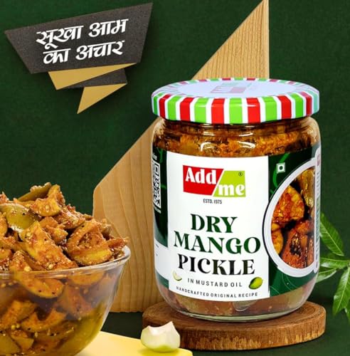 Add Me Home Made Dry Mango Pickle Less Oil 500gm Aam ka Sukha Achar village style 500g glass Pack