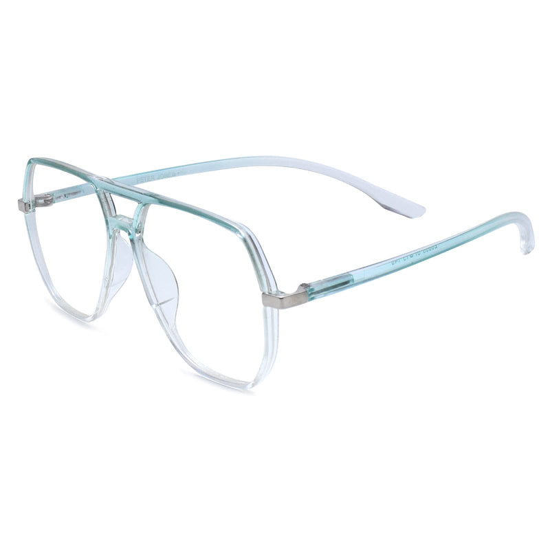 Peter Jones Oversized Aviator Transparent/Green Unisex Blue Light Blocking Computer Glasses (AG20508GR)