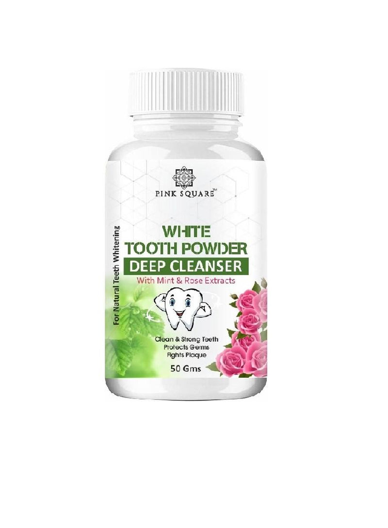 100 %% Organic Teeth Whitening White Tooth Powder For Tobacco Stain, Tartar, Gutkha Stain And Yellow Teeth Removal 50 Gm