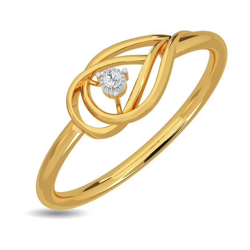 KISNA 14K Yellow SI Real Diamond Gold Ring for Women | Heart Rivka S13