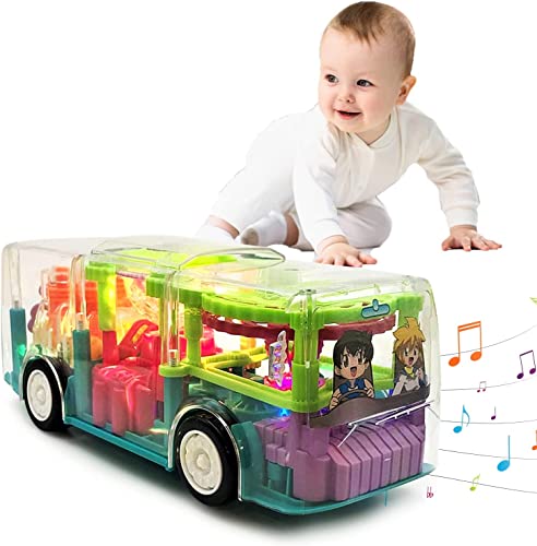 India Toy Concept Transparent Car Toy with Colorful Light and Charming Music Car with Colorful Moving Gears, Music Toy for Boys Girls Kids, Great Birthday Gift (Concept Bus)