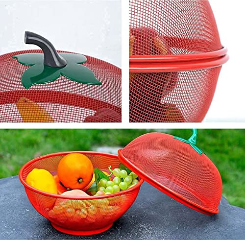 XAVRY Fruits Basket for Kitchen Basket with Net Cover (Large Size 28.5 Cm) (Red, Iron),1 Liter