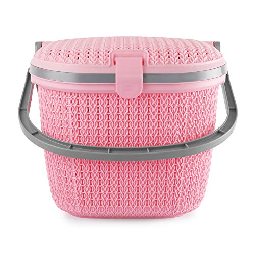 CELLO Knits Style Plastic Basket (Pink), Rectangular