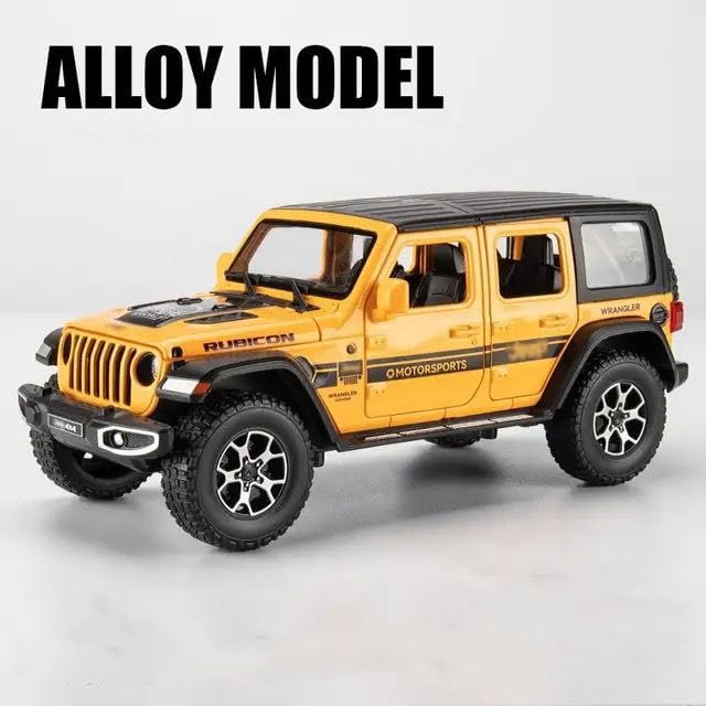 FEXXA 1:32 Scale Wrangler Rubicon Jeep Exclusive Alloy Metal Pull Back Die-cast Car Model with Sound Light Mini Auto Toy for Kids Metal Model Toy Car with Sound and Light?New Version? (Multicolor)