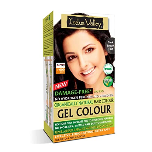 INDUS VALLEY Natural Semi Permanent Hair Colour Dark Brown 3.00, Damage Free, No Ammonia, Paraben Sulphate PPD Free, 100% Grey Coverage & Long Lasting Hair Color - 220ML