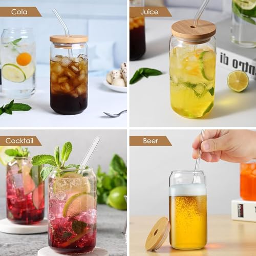 PrimeWorld Colvane Can Shaped Glass Set of 1 Pcs 550ml Ideal for Beer, Iced Coffee/Tea, Juice, Cocktail, Whiskey, Water Smoothie, Boba Tea Glasses,Soda,Water Glasses