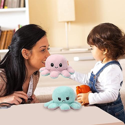 Storio Toy Octopus Plushie Reversible Soft Toys for Kids | Plush Soft Toys for Baby Boys and Girls | Octopus Soft Toy for Kids -18cm